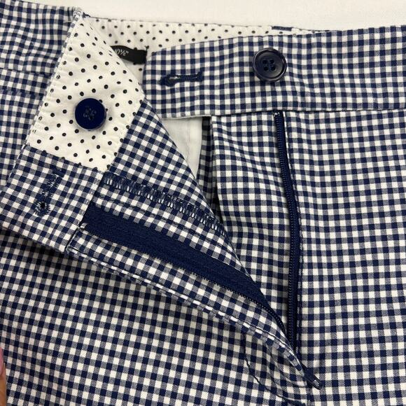 Talbots Perfect Short 10.5” Navy White Gingham Check Chino Shorts Size 14 - Picture 5 of 10